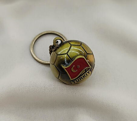 Futbol Topu Anahtarlık Metal Türk Bayraklı Çanta Cüzdan Süsü Türkiye Kemer Yazılı    
