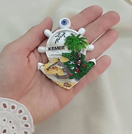 Magnet Dümen Çapa Mıknatıslı Buzdolabı Süsü Nazar Göz Boncukllu Palmiye Agacı Türkiye Kemer 