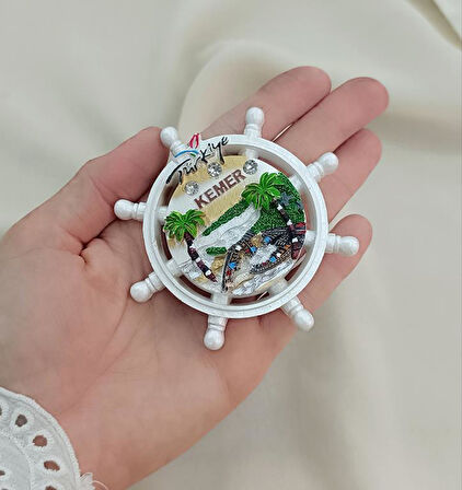 Magnet Dümen Mıknatıslı Buzdolabı Süsü Nazar Göz Boncukllu Palmiye Türkiye Kemer Yazılı