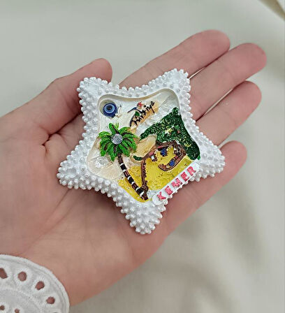 Magnet Deniz Palmiye Nazar Göz Boncuk Taşlı Mıknatıslı Buzdolabı Süsü   