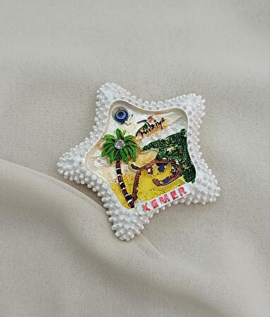 Magnet Deniz Palmiye Nazar Göz Boncuk Taşlı Mıknatıslı Buzdolabı Süsü   