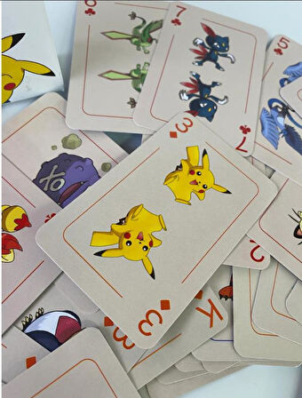Pokemon İskambil Kağıdı Oyun Poker Kartı 54 Adet Pikachu