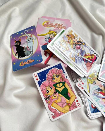 İskambil Kağıdı Anime Sailor Moon Poker Oyun Kartı 54 Adet İskambil Destesi   