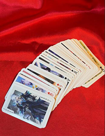 İskambil Kağıdı Anime Genshin Poker Oyun Kartı 54 Adet İskambil Destesi                