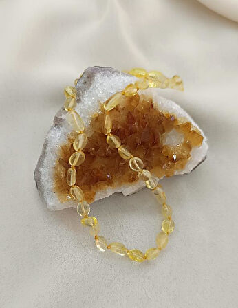 Kolye Kehribar Amber Doğaltaş Düğümlü Bebek Kolyesi  17872