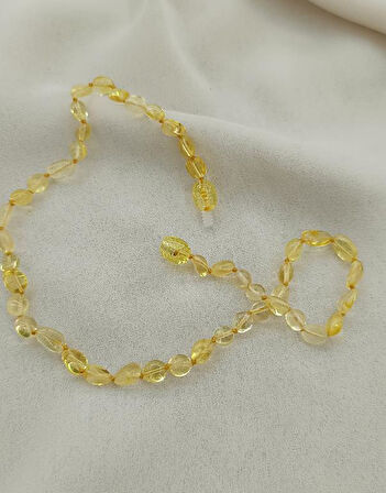 Kolye Kehribar Amber Doğaltaş Düğümlü Bebek Kolyesi  17872