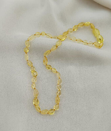 Kolye Kehribar Amber Doğaltaş Düğümlü Bebek Kolyesi  17872