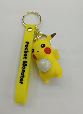 Anahtarlık Pokemon Pikachu Işıklı Çizgi Film Slikon Anahtarlık Çanta Cüzdan Süsü 