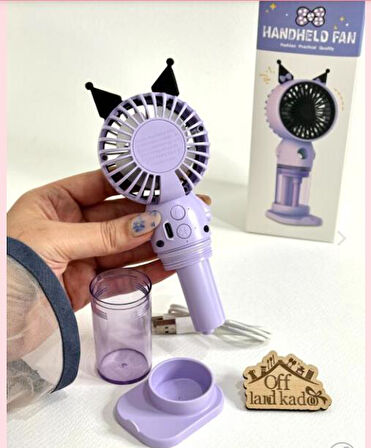 Fan Sulu El Fanı Kuromi Telefon Tutucu Şarjlı Vantilatör USB Şarj Taşınabilir Masa Üstü  