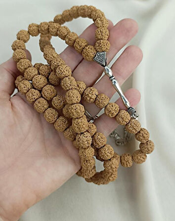 Tesbih 99 lük 10 mm Doğal Rudraksha Rudraşka Tespih 