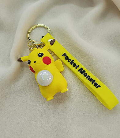 Anahtarlık Pokemon Pikachu Işıklı Çizgi Film Slikon Anahtarlık Çanta Cüzdan Süsü 