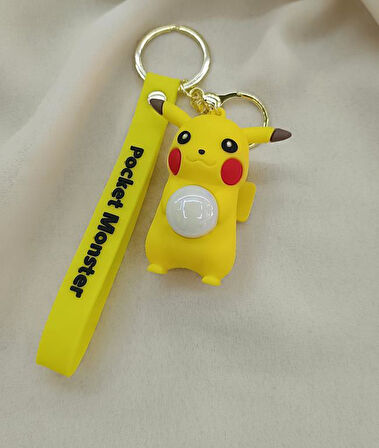 Anahtarlık Pokemon Pikachu Işıklı Çizgi Film Slikon Anahtarlık Çanta Cüzdan Süsü 