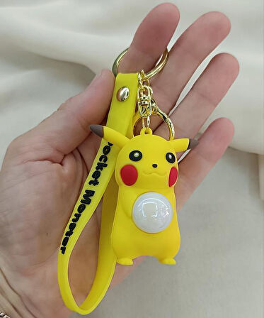 Anahtarlık Pokemon Pikachu Işıklı Çizgi Film Slikon Anahtarlık Çanta Cüzdan Süsü 