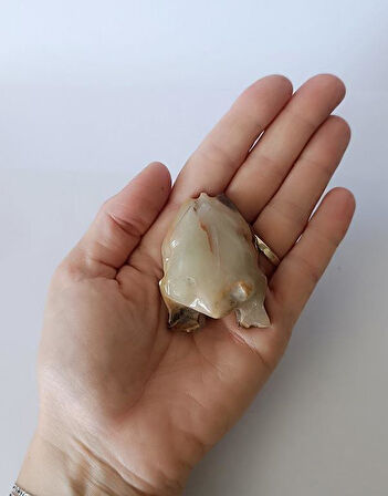 Kurbağa Oniks Taşı Biblo Mermer Onix Ev Ofis Dekor Masa Süsü 