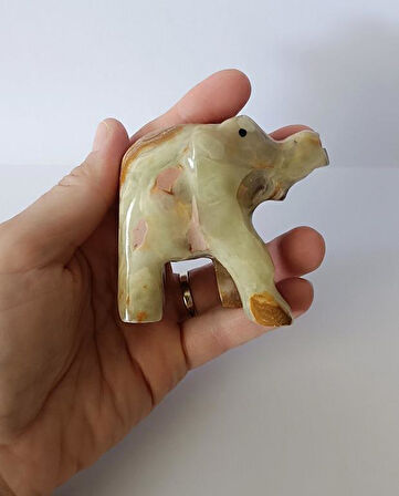 Fil Oniks Taşı Biblo Mermer Onix Ev Ofis Dekor Masa Süsü 