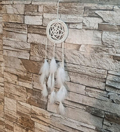 Düş Kapanı Araba Dikiz Ayna Duvar Süsü Hand Made Dreamcatcher Rüya Kapanı  