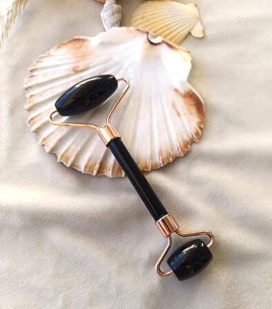 Roller Doğal Taş Siyah Oniks Yüz Masaj Aleti Roller Masaj Taşı Jade Roller