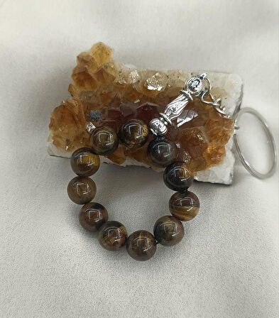 Tesbih Anahtarlık 11 li 10 mm Doğal Taş Kaplangözü Mini Tesbih 