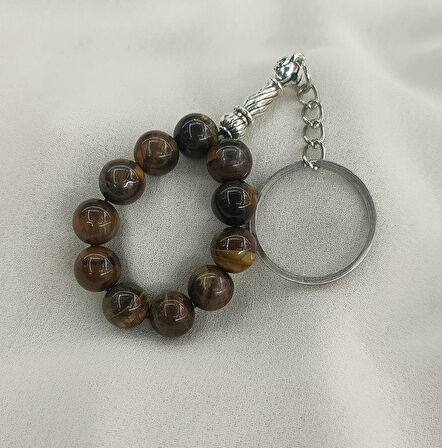 Tesbih Anahtarlık 11 li 10 mm Doğal Taş Kaplangözü Mini Tesbih 