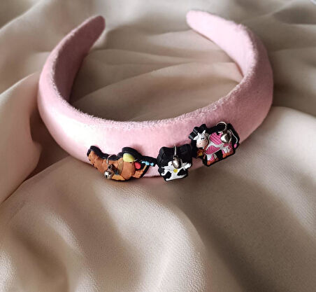 Taç Kız Çocuk Renkli Desenli Saç Aksesuarı Pembe