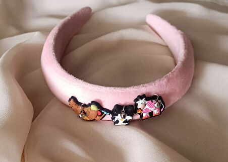 Taç Kız Çocuk Renkli Desenli Saç Aksesuarı Pembe