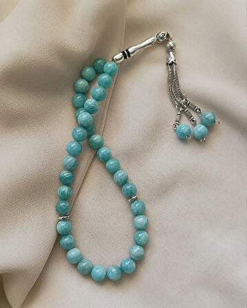 Tesbih 33 lü 08 mm Doğal Taş Amazonit AAA Kalite Tesbih  