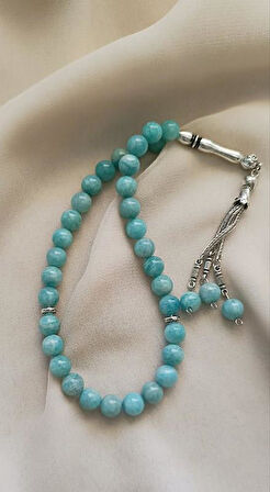 Tesbih 33 lü 08 mm Doğal Taş Amazonit AAA Kalite Tesbih  