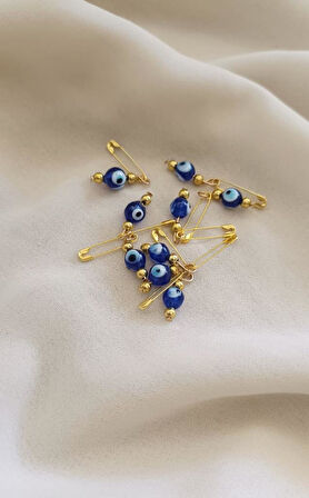 10 Adet 0.8 mm Maşallahlık İğneli Cam Nazar Boncuğu 