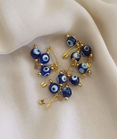 10 Adet 10 mm Maşallahlık İğneli Cam Nazar Boncuğu 