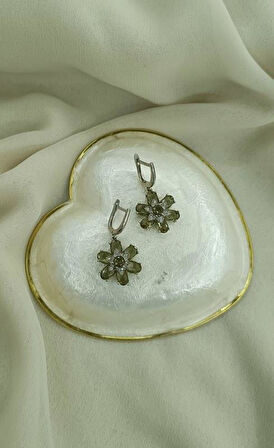 Küpe Zultanit Çiçek 925 Ayar Gümüş Renk Değiştiren Sultanit Sallanır Küpe