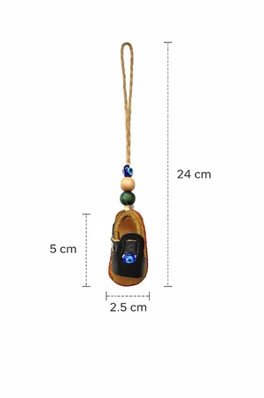 Dikiz Ayna Süsü Nazar Boncuklu Çarık – El Yapımı Araç, Kapı ve Duvar Dekoru (24 cm)