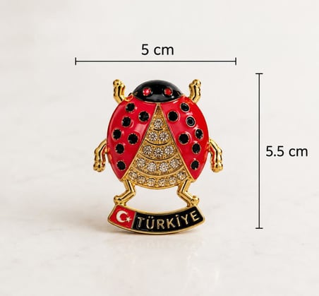 Magnet Uğur Böceği Türkiye Yazılı Taşlı Buzdolabı Süsü – Dekoratif Hediyelik Souvenir
