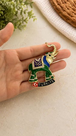 Magnet Fil Türkiye Temalı Taşlı Metal Buzdolabı Magneti 7x6 cm Dekoratif Hediyelik