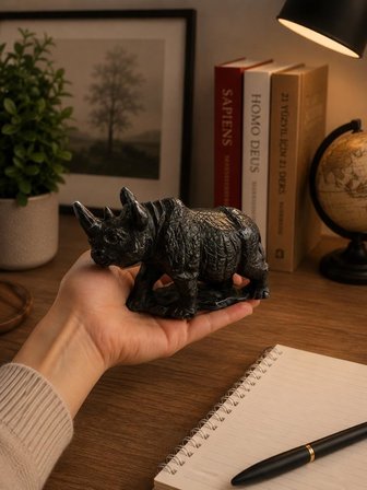 Dekoratif Gergedan Biblo Modern Masa Üstü Obje Kitaplık Vitrin Ev Ofis Salon Dekoru
