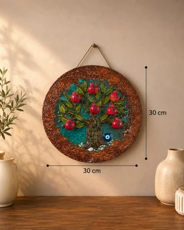 Nar Ağacı Duvar Dekoru – 30 cm Epoksi Bereket Ağacı Duvar Süsü