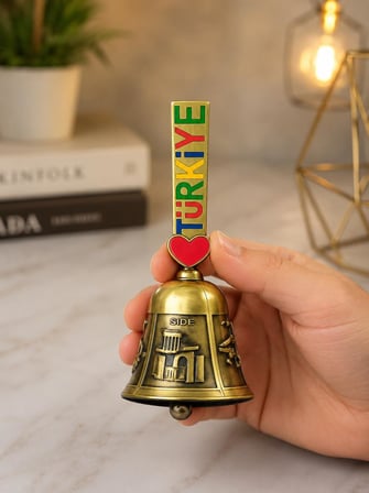 Metal Servis Çağrı Çanı – Dekoratif Masa Zili Otel Kafe Resepsiyon Çanı 10.5 cm