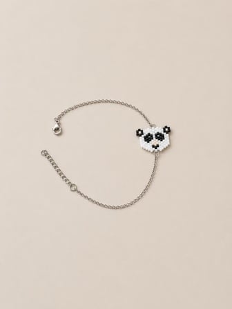 El Yapımı Panda Miyuki Boncuk Bileklik Ayarlanabilir Zincirli Minimal Tasarım