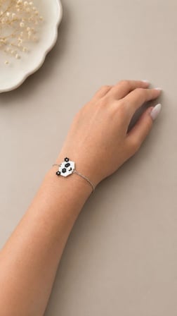 El Yapımı Panda Miyuki Boncuk Bileklik Ayarlanabilir Zincirli Minimal Tasarım