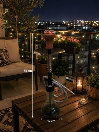 Nargile Takımı 65 Cm Modern Şişe Nargile Seti Kömürlü Lüx Balkon Cafe Nargilesi 17 Cm Taban Çapı