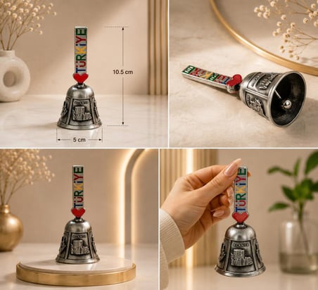 Metal Servis Çağrı Çanı – Dekoratif Masa Zili Otel Kafe Resepsiyon Çanı 10.5 cm