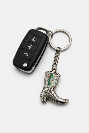 Metal Anahtarlık Araba Ev Ofis Anahtarı Çanta Aksesuarı Western Kovboy Çizme Figürlü 12 cm 
