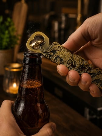 Açacak Metal Fil Desenli Şişe Açacağı 15 cm Dekoratif 