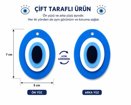 Plastik Çift Taraflı Nazar Boncuğu Duvar Süsü | Dekoratif Kapı Süsü | Araba Dikiz Ayna Süsü