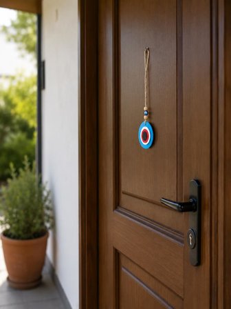 Plastik Nazar Boncuğu Duvar Süsü Dekoratif Asma Nazar Boncuğu Ev Kapı Balkon Bahçe Süsü 7x5 cm