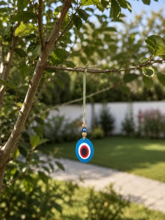 Plastik Nazar Boncuğu Duvar Süsü Dekoratif Asma Nazar Boncuğu Ev Kapı Balkon Bahçe Süsü 7x5 cm