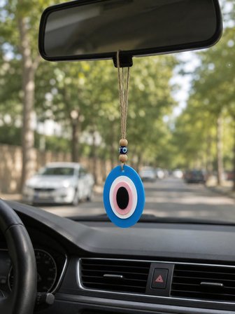 Plastik Nazar Boncuğu Duvar Süsü – Dekoratif Kapı Süsü – Ahşap Boncuklu Asılabilir Nazar Boncuğu – Ev, Ofis ve Araç Dekoru