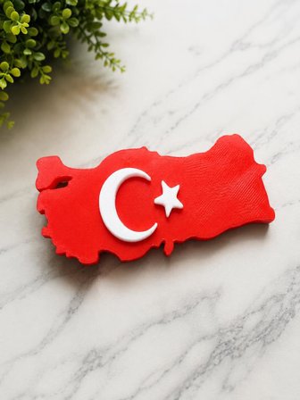 Magnet Buzdolabı Magneti Türkiye Haritası Türk Bayraklı Hediyelik Dekoratif 9 x 4,5 cm 