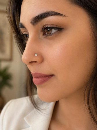 925 Ayar Gümüş Minimal Burun Hızması Piercing Zirkon Taşlı Unisex Halka Nose Ring Günlük Kullanım Şık Tasarım