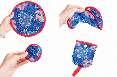 Mini Çantalı Katlanır Cep Yelpazesi – Yuvarlak Taşınabilir Kumaş Yelpaze, Düğmeli Kılıflı, Yazlık El Yelpazesi, Plaj Seyahat Festival Günlük Kullanım