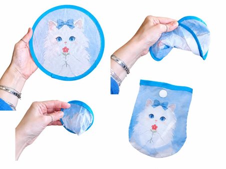 Katlanabilir Mini Yelpaze Kedi Desenli – Taşınabilir Cep Yelpazesi, Çantalı Yazlık El Yelpazesi, Hafif ve Pratik